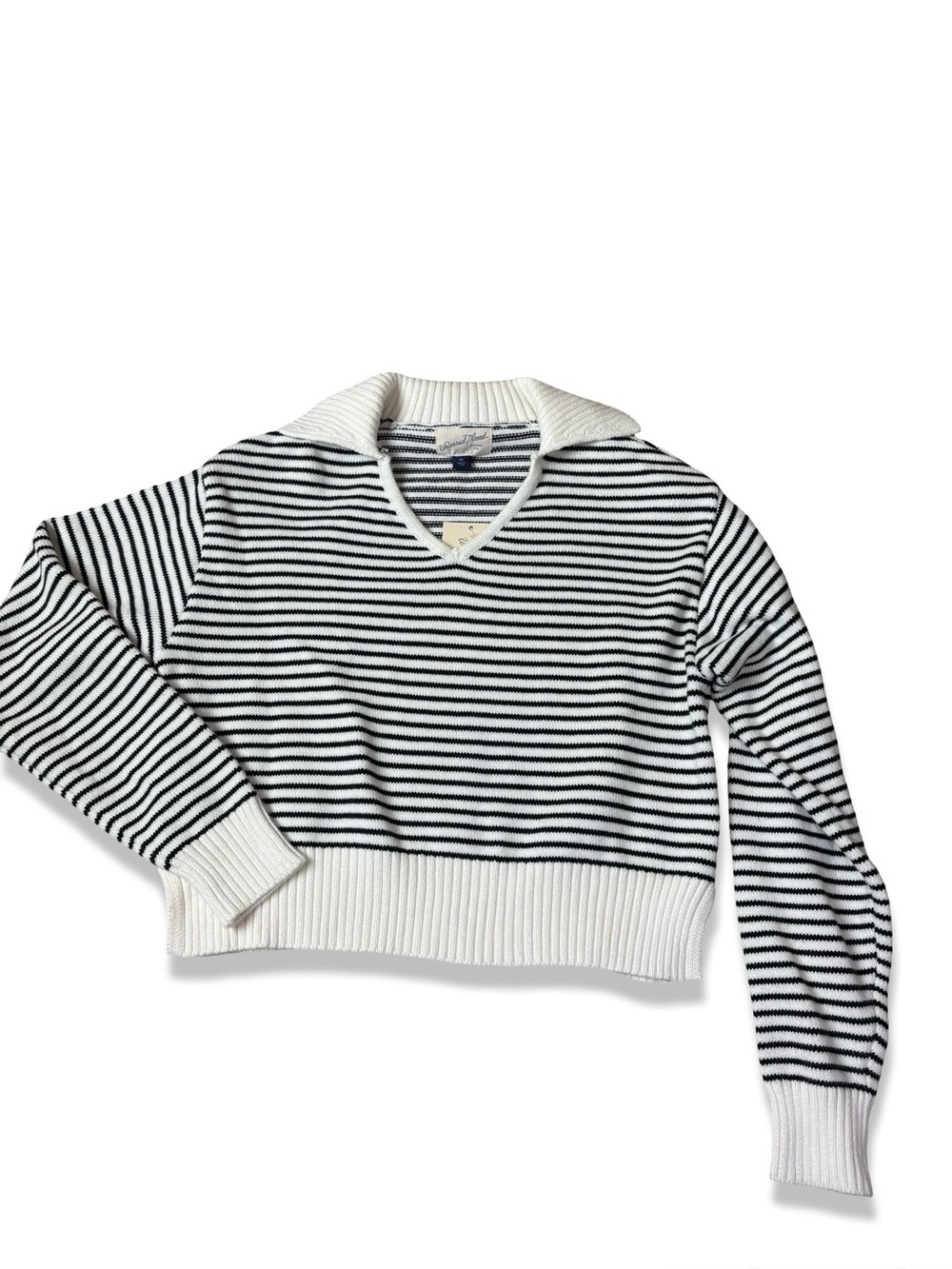 NWT Universal Thread Women's V Neck Striped Collared Pullover Sweater